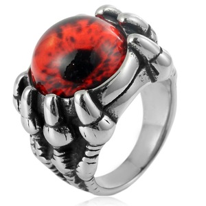yunnique Dragon Claw <b>Ring</b> <b>Titanium</b> Steel Red Evil Eye Men's Punk Jewelry Gift - Product Image 1