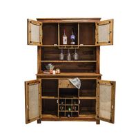 Meuble bar en bois de manguier, bois massif, finition naturelle, rangement pour vin, pour bar à domicile, cuisine, salle à manger, restaurant, café, hôtel