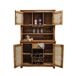 Mueble Bar de Madera de Mango, Acabado Natural, Mueble para Almacenamiento de Vino para Hogar, Bar, Cocina, Comedor, Restaurante, Cafetería, Hotel - Product Image 5