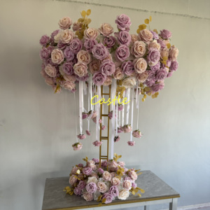 Los centros de mesa de flores de mesa redonda 5D de aduanas vienen con soporte de seda Rosa hortensias boda arreglos florales artificiales - Product Image 4