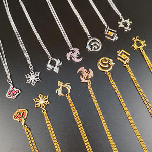 Collier Genshin Impact, Symbole des Éléments Geo Anemo Pyro, Œil de Dieu, Pendentif en Alliage à la Mode, Choker, Accessoires Souvenirs, Cadeau - Product Image 2