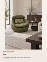 Fauteuil lounge rond moderne rembourré, fauteuil d'appoint individuel pour salon, hall d'hôtel