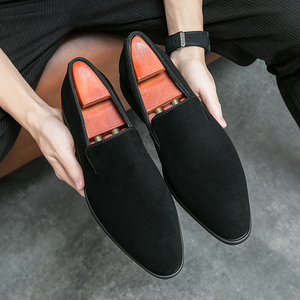 <strong>Suede</strong> Leather Slip on Casual Loafers Breathable Fashion <strong>Red</strong> Bottoms for Men <strong>Shoes</strong> - Product Image 5