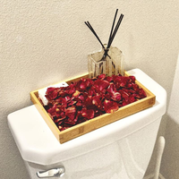 Plateau de service rectangulaire en bambou naturel sculpté à un seul niveau pour la cuisine et la salle de bain, pour servir et ranger les aliments