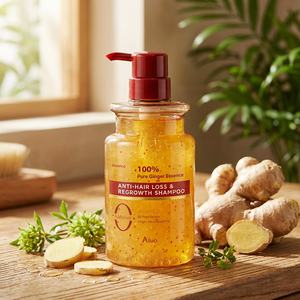 Champú Anticaída de Marca Blanca 100% Jengibre y Raíz de Ginseng, Fortalece el Cabello, Estimula el Crecimiento, Champú de Queratina para Cabello Grueso - Product Image 1