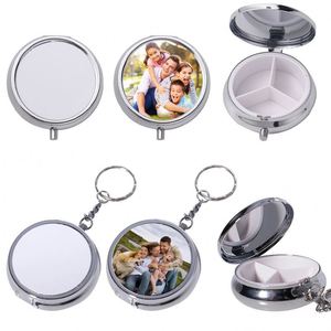 Porte-clés rond portable à 3 compartiments pour boîte à médicaments, vierge pour transfert thermique, personnalisable avec logo de marque, en promotion - Product Image 3