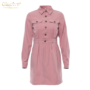 Clacive envío rápido Oficina de manga completa mujer elegante vestidos de la <span class=keywords><strong>calle</strong></span> Rosa otoño Casual vestidos de <span class=keywords><strong>las</strong></span> mujeres - Product Image 3