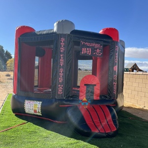 Casa de rebote de <span class=keywords><strong>arena</strong></span> de boxeo inflable de grado comercial, Castillo de salto de entrenamiento de artes marciales para niños con paredes de malla - Product Image 3