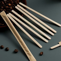Agitateurs à café jetables en bois de bouleau, personnalisés avec logo estampé, emballés individuellement, pour usage en restaurant/bar ou lors de fêtes