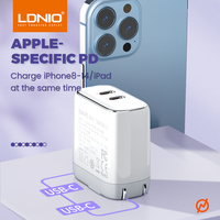 Chargeur rapide double USB-C 35W PD Ldnio A2528C à compatibilité étendue, chargeur super rapide Type-C