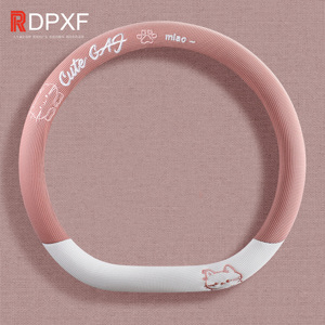 Linda cubierta para <span class=keywords><strong>volante</strong></span> de algodón y lino, transpirable, antideslizante, para todas las estaciones, con temática de dibujos animados, cubierta para <span class=keywords><strong>volante</strong></span> de coche <span class=keywords><strong>femenino</strong></span> - Product Image 5