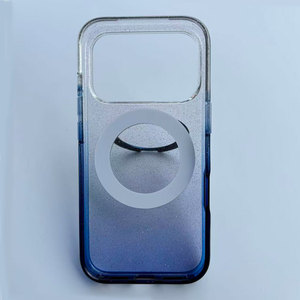 Étui de téléphone ultra-fin antichoc bleu fluorescent pour 17 Pro/Pro Max - TPU+PC Style Ins Transparent avec support magnétique - Product Image 3