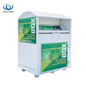 Factory Charity 16 Gauge Strong Material Galvanized Metal Steel Outdoor Large Clothing Donation Drop Off Recycling Bin