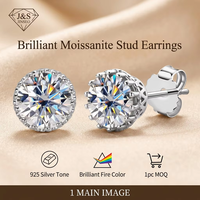 Boucles d'oreilles en moissanite pour femmes JINSEO, fabrication fine, argent plaqué rhodium S925, design géométrique et circulaire