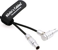 Câble d'alimentation flexible Alvin's Cables Teradek Bond ARRI Alexa pour caméra, 2 broches mâle vers 2 broches mâle, angle droit, 19,7 pouces