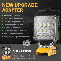 Lampu Kerja LED Portabel 60W 6000LM untuk Baterai Dewalt 20V Lampu Sorot Tanpa Kabel untuk Tempat Kerja USB Penerangan Darurat untuk Berkemah