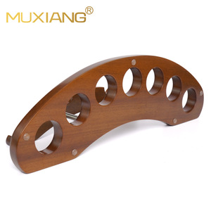 Muxiang 7 Position <b>Fan</b> Shaped Pipe <b>Stand</b> Walnut Wood Base Tobacco Pipe Display Rack - Product Image 3