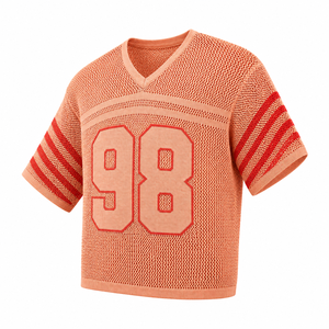 Suéter de punto con bloques de color para hombre, estilo universitario vintage, con rayas numéricas y diseño hueco, jersey deportivo. - Product Image 4