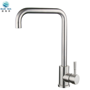 Brushed SUS304 Stainless Steel <strong>Square</strong> Hot Cold Kitchen Sink Mixer Faucet Ceramic Valve - Product Image 1