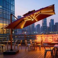Parasol cantilever LED 3x4M avec mât en aluminium de 120MM, tissu teint en fil de 260g, parasol de terrasse décalé 10x13FT pour la vente en gros