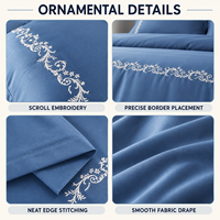 Taies d'oreiller géométriques brodées 3 pièces en coton 100% de luxe, douces, respirantes, garnissage polyester 350 g/m², toutes saisons