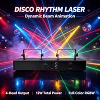 Laser de scène animé RVB 4 têtes 12W pleine couleur avec scanner DMX512 et contrôle sonore pour club, discothèque, bar, fête