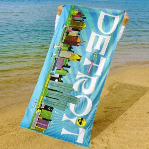 100% Cotton Beach Towel Velour Custom Design Digital Reactive Printed Large Over Sized Print Logo Beach Towel