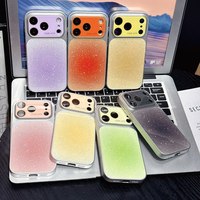 Coque de téléphone tendance à grande fenêtre dégradée et pailletée pour iPhone 17 Pro Max 16 15 14 Plus 13 12 11 avec protection d'objectif en verre et coque arrière