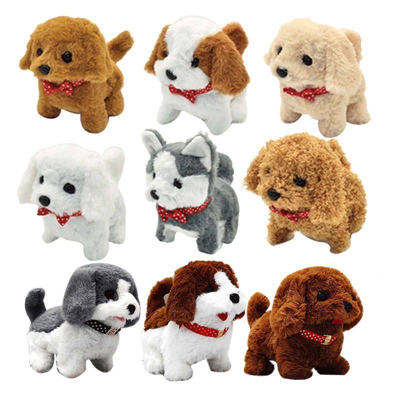 JS Toy JS250412 18cm Interactive Electronic Plush Puppy Toy - Walking Barking Dog Toy for Kids