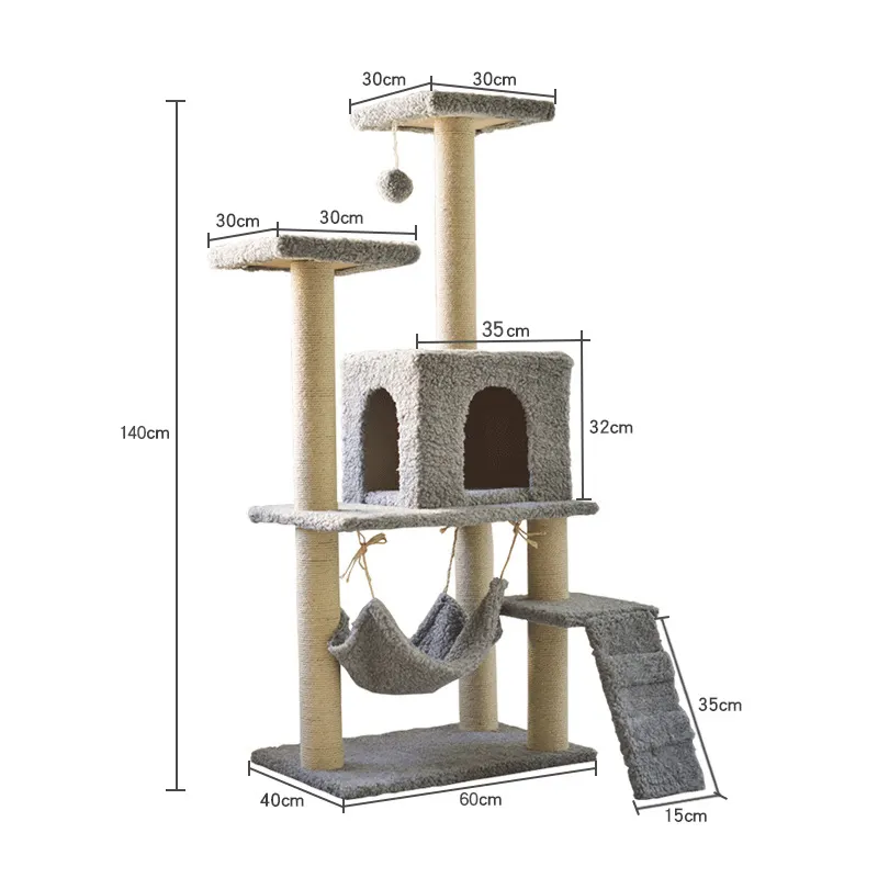 RTS Wholesale2022 giocattolo per animali domestici peluche animale all'ingrosso di lusso grande albero di gatto torre case Cratcher arrampicata Pet Cat Tree