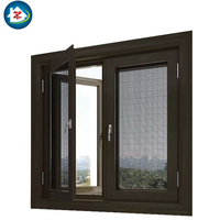 Ventanas Abatibles de Tres Paneles de Aleación de Aluminio, Vidrio Templado, Malla de Acero Inoxidable, Función Moderna a Prueba de Viento, Uso Doméstico, Energy Star