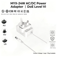 Adaptateur secteur MYIXI pour caméra embarquée AC/DC 12V-24V 1A-2A 100-240V 50/60Hz Prise 3 broches Matériau PC