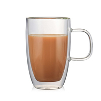 Vente en gros de tasses à café en verre à double paroi de haute qualité au design moderne tasses à thé à haute teneur en borosilicate avec poignée