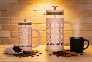 Set per Caffè French Press 350ml/1000ml con Tazze in Vetro Rosa, Regalo Romantico per Coppie per San Valentino - Product Image 6