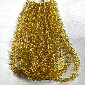 Vente en gros de saphirs jaunes naturels facettés Alif International, gouttes de briolette 3-4 mm, qualité supérieure, certifiés CMA - Product Image 1