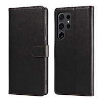 Étui de protection pour téléphone portable S26 Ultra en PU+TPU, design uni, avec support magnétique