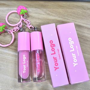 Brillo Labial Personalizado <span class=keywords><strong>de</strong></span> Marca Privada, Bálsamo Labial Hidratante Personalizado con Coco y Fresa, Llavero con Aceite Labial que Cambia <span class=keywords><strong>de</strong></span> Color - Product Image 5