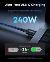 Câble Anker A84N1 Prime Thunderbolt 5 USB-C vers USB-C 240W Charge rapide Transfert de données 80 Gbps Vidéo 16K Câble tressé pour ordinateur portable