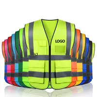 Utility Lattice Jacket Reflection Mehrere Taschen Schwarz Hochs ichtbare Streifen Sicherheits reflexions weste