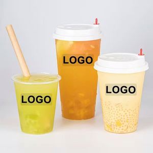 Vasos Desechables Transparentes de Plástico PP Rígido Esmerilado de 90 mm para Bebidas Calientes, Café, Té de Burbujas, con Tapa y Logotipo Personalizado al por Mayor - Product Image 1