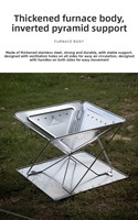 Barbecue pliant portable Keman en acier inoxydable épaissi, alimenté au bois et au gaz, pour camping et team building, noir