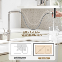 Robinet de cuisine gourmet 304 SUS multifonction, extractible à 360° °   Robinet de cuisine avec bec pivotant, mélangeur d'eau chaude et froide