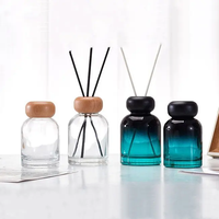 Couvercle en bois vide décoration de la maison forme ronde vert clair 100ml 150ml bouteille diffuseur en verre
