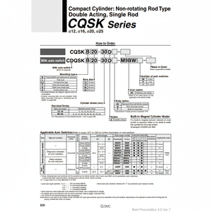 SMC Pneumatics Cylindre Compact CDQSKB25-10D Pièces Pneumatiques De Haute Qualité - Product Image 1