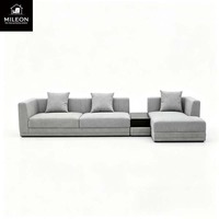 Canapé d'angle en L gris clair de style européen, mobilier de salon minimaliste, canapé modulaire de loisirs en tissu premium