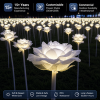 Lampes LED électriques basse tension en forme de rose artificielle, pétales blancs simulés pour jardin, pelouse, parc, aménagement paysager IP65 CE