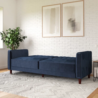 Modernes Luxus Minimalist Faltbares Schlafs ofa Samt Tufted Cabrio Sleeper Couch Holzrahmen Höhen verstellbar Hotel Living