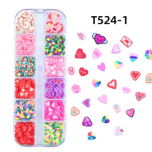 12 Rejillas de Adornos para Uñas de San Valentín, Dijes Románticos de Corazón y Amor, Rodajas de Arcilla Polimérica, Parches para Decoración de Uñas - Product Image 4