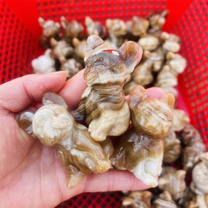 Vente en gros de sculptures d'animaux en cristal de quartz naturel sculpté à la main, chien <span class=keywords><strong>bouledogue</strong></span> français en calcite <span class=keywords><strong>chocolat</strong></span> pour la guérison et la décoration, idéal comme cadeau - Product Image 2