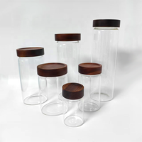 Bocaux de préparation de repas en gros, pots en verre hermétiques et transparents avec couvercles en bois d'acacia pour collations, yaourts, épices, sucre